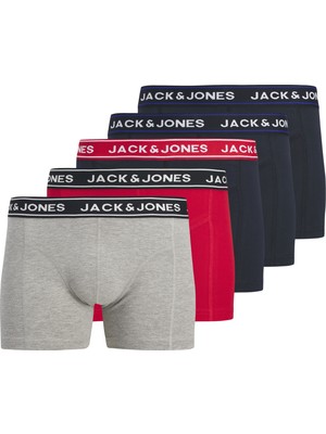 Jack & Jones Erkek Düz Desenli 5'li Boxer Paketi - Hector M Beden Organik Pamuk