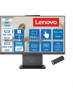 Lenovo Thinkcentre Neo 50A 24 Gen5 Intel Core I7-13620H 96GB Ddr5 256GB SSD Windows 11 Home UHD Graphics 23.8 Inç Fhd (1920X1080) IPS 250NITS All In One Bilgisayar TC12SCA0CNTRH36 + Zetta Flash Bellek