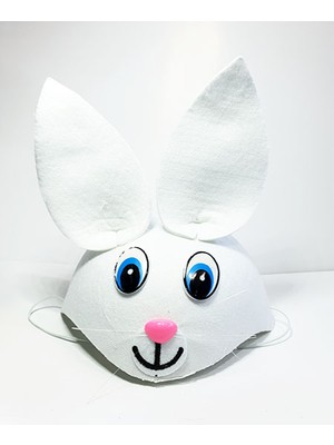 Urfakent Beyaz Renk Kulaklı Tavşan Şapkası Hayvan Şapkası