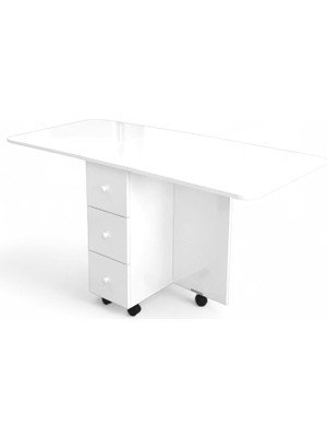 Ege Mobilya Katlanır Mutfak Yemek Çalışma Masası, 3 Çekmeceli, Çam