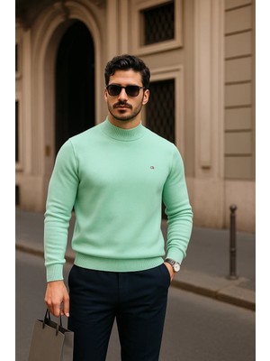 Comstar Erkek Günlük Mint Yarım Balıkçı Yaka Kazak