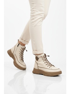 Guja Bej Bağcıklı Fermuarlı Kadın Bot 24K310-13 Z