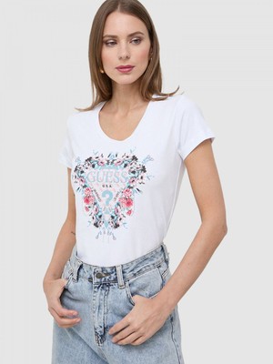 Guess Flowers Triang Kadın Slim Fit T-Shirt W4RI38J1314