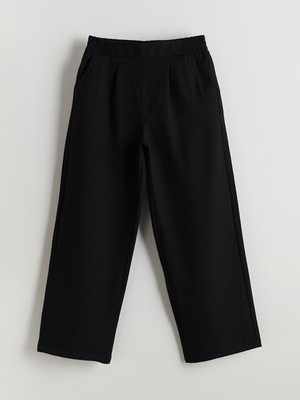 LC Waikiki Kids Siyah Wideleg Pileli Kız Çocuk Pantolon