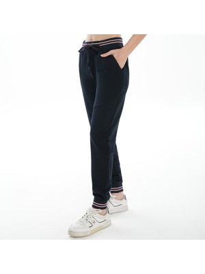 Asn Concept Beli,paçası Ribanalı Kadın Lacivert Renk Eşofman Altı (Büyük Beden Seçeneğiyle)