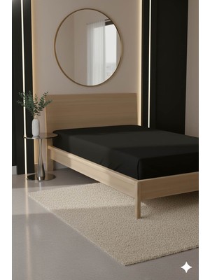 Favora %100 Pamuk Ranforce Premium Tek Kişilik Lastikli Çarşaf - Siyah