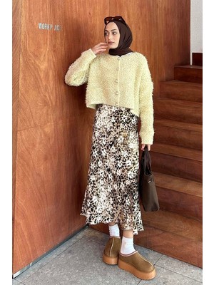 Lamelif Yumoş Havlu Desen Hırka Krem