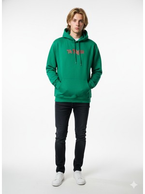 Ribana Classic Unısex Regular Fit Kapüşonlu Baskılı Cepli Uzun Kollu Pamuklu Yumuşak Dokulu Sweatshirt