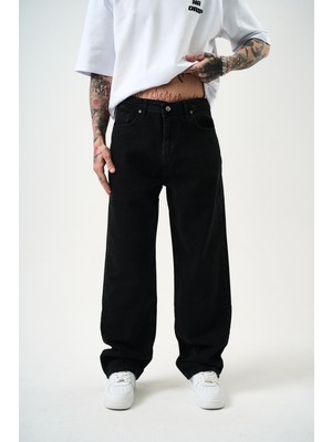 Erkek Washed Baggy Pantolon Siyah