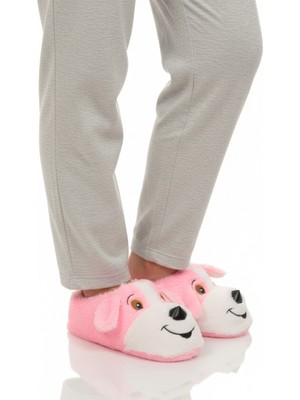 Ayakmod Pembe Köpek Desenli  Panduf 26K001