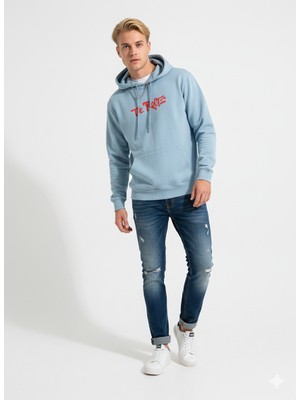 Ribana Classic Unısex Regular Fit Kapüşonlu Baskılı Cepli Uzun Kollu Pamuklu Yumuşak Dokulu Sweatshirt