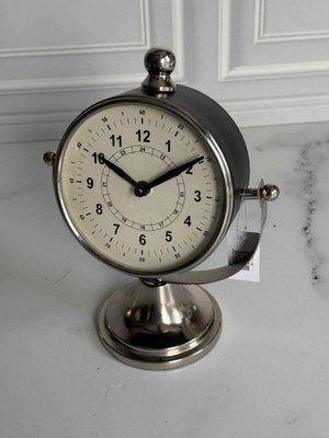 Rossev Retro Black Silver Metal Ayaklı Masa Saati