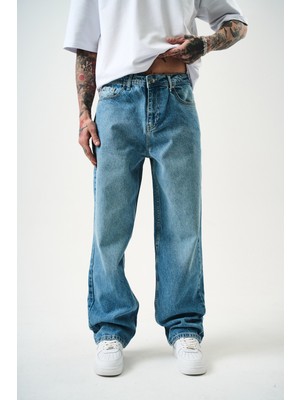 Erkek Washed Baggy Pantolon A.mavi