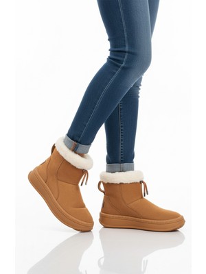 Ayakmod Taba Kürklü Kaymaz Soğuğa Dirençli Kadın Bot 25003 Z