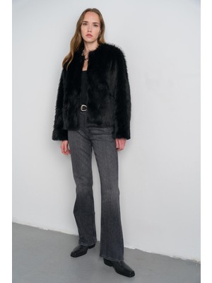 Nauve Siyah Kısa Suni Kürk Ceket