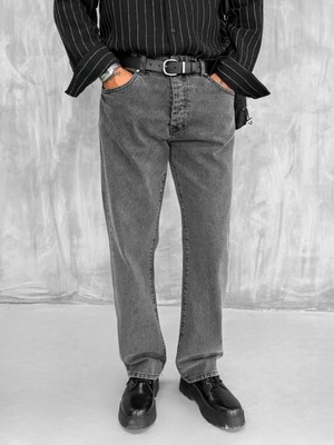 Abluka Online Erkek Baggy Fit Jean Pantolon Koyu Gri