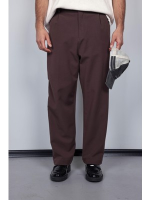 Abluka Online Erkek Baggy Fit Kumaş Pantolon Kahve