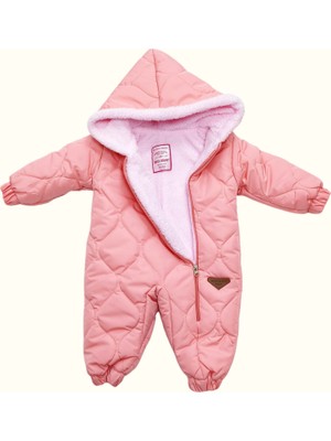 Miss Crispy Bebek Kışlık Kapitone Kapüşonlu Mont Tulum / Kar Tulumu Fermuarlı Dar Kalıp