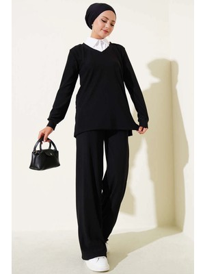 Colezium Gömlek Yaka Fitilli Salaş Ikili Takım Siyah