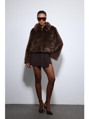 Antioch Kahve Peluş Görünümlü Mont