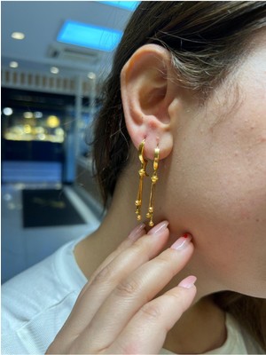 Kuyumcu Nurettin 4,50 gr (Gram) Ezme Dorikalı Küpe 22 Ayar Altın