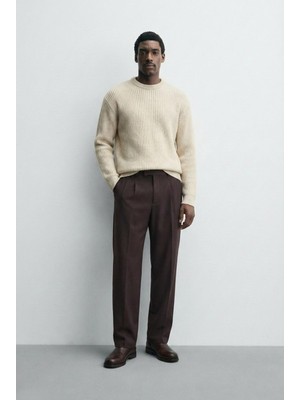 Abluka Online Erkek Baggy Fit Kumaş Pantolon Mürdüm