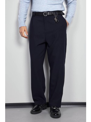 Abluka Online Erkek Baggy Fit Kumaş Pantolon Lacivert