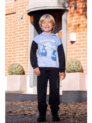 Minycenter Teleferik Baskılı Kapüşonlu Uzun Kollu Sweatshirt