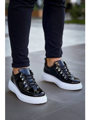 Mirelle Siyah Rugan Yüksek Taban Bağcıklı Günlük Erkek Ayakkabı