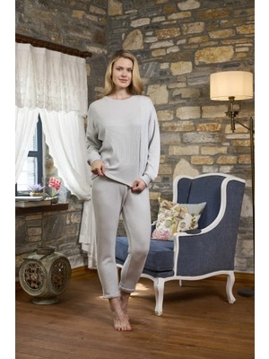 Aqua Uzun Kol Bisiklet Yaka Pijama Takımı Cossybyaqua 26251
