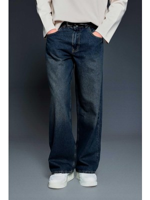 Abluka Online Erkek Süper Baggy Fit Jean Pantolon Lacivert