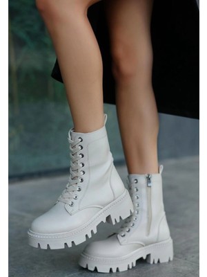 Colezium Flona Bej Cilt Bağcıklı Bot