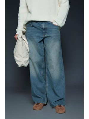 Abluka Online Erkek Süper Baggy Fit Jean Pantolon Soluk Mavi