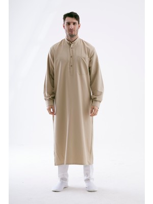 Beratnur Erkek Hac Umre Kıyafeti Cellabiye Fistan - Bej