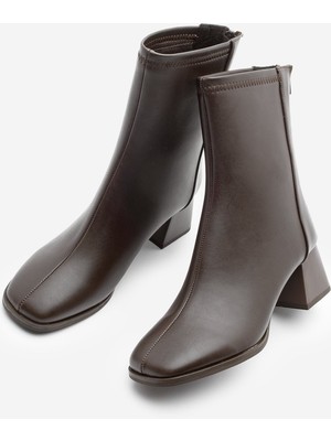 Shaxir Shaxır Küt Burun Kalın Topuk Kadın Streç Bot