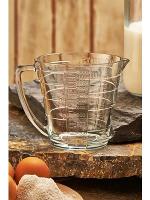 Paşabahçe Cam Kabartmalı Desenli Ölçü Kabı