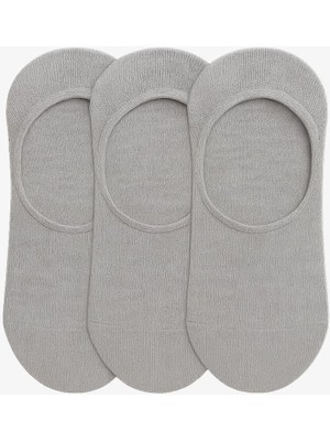 Abluka Online Erkek Pamuklu Görünmez 3'lü Babet Çorap Gri Melanj
