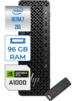 Hp Z2 Sff G1I Intel Core Ultra 7 265 5.3 Ghz 96GB 4tb SSD 8GB/RTXA1000 Windows 11 Pro 400W Iş Istasyonu B76SHETP32 + Zettausb