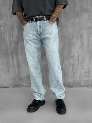 Abluka Online Erkek Baggy Fit Jean Açık Mavi