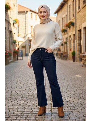 Lale Butik Ispanyol Paça Kot Pantolon 2663 Koyu Lacivert