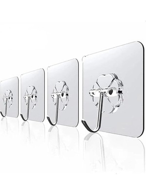 Sas Haus Haus Askı Askılık 10 Adet Güçlü Şeffaf Duvar Askısı Askılığı Yapışkan Vantuz Kanca Mutfak Banyo Aksesuar