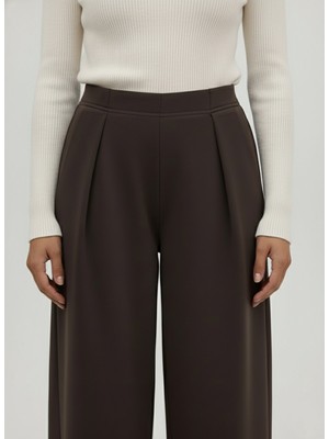 Miostil Pileli Bol  Pantolon-Kahve