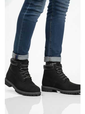 Ayakmod Siyah Nubuk Hakiki Deri Kaymaz Erkek Bot 725812 Helppo M