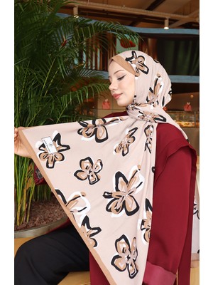 Çiçek Desenli Capri Şal 70344-01 Kahverengi Vizon