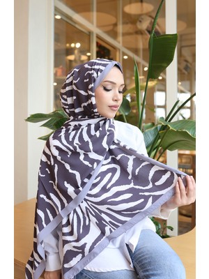 Zebra Desenli Capri Şal 70348-02 Gri Antrasit