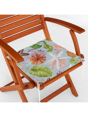 Güzel Mağaza 2 Adet Marine Desen , Dijital Baskı , Çift Taraflı , Süngerli Fermuarlı Sandalye Minderi Mutfak Bahçe Yemek Masası