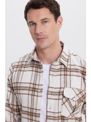 Tudors Erkek Slim Fit Dar Kesim Kareli Tek Cepli Oduncu Gömlek