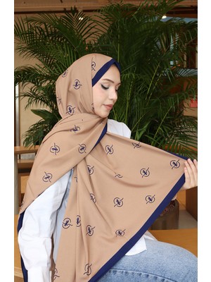 Desenli Capri Şal 70351-04 Lacivert Bej