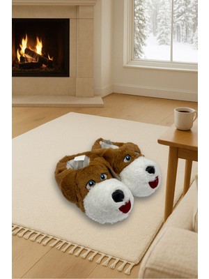Livona Store Köpek Figürlü Peluş Kışlık Panduf – Ultra Yumuşak, Sıcak Taban