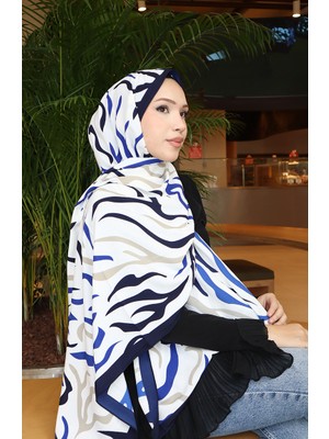 Desenli Capri Şal 70347-02 Lacivert Saks